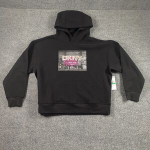 NWT DKNY Black Hoodie Pullover Womans Size L